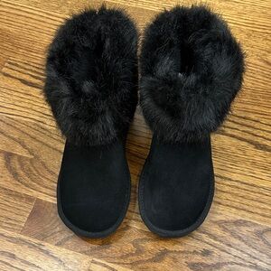 UGG Black Fur-Trimmed Winter Boots